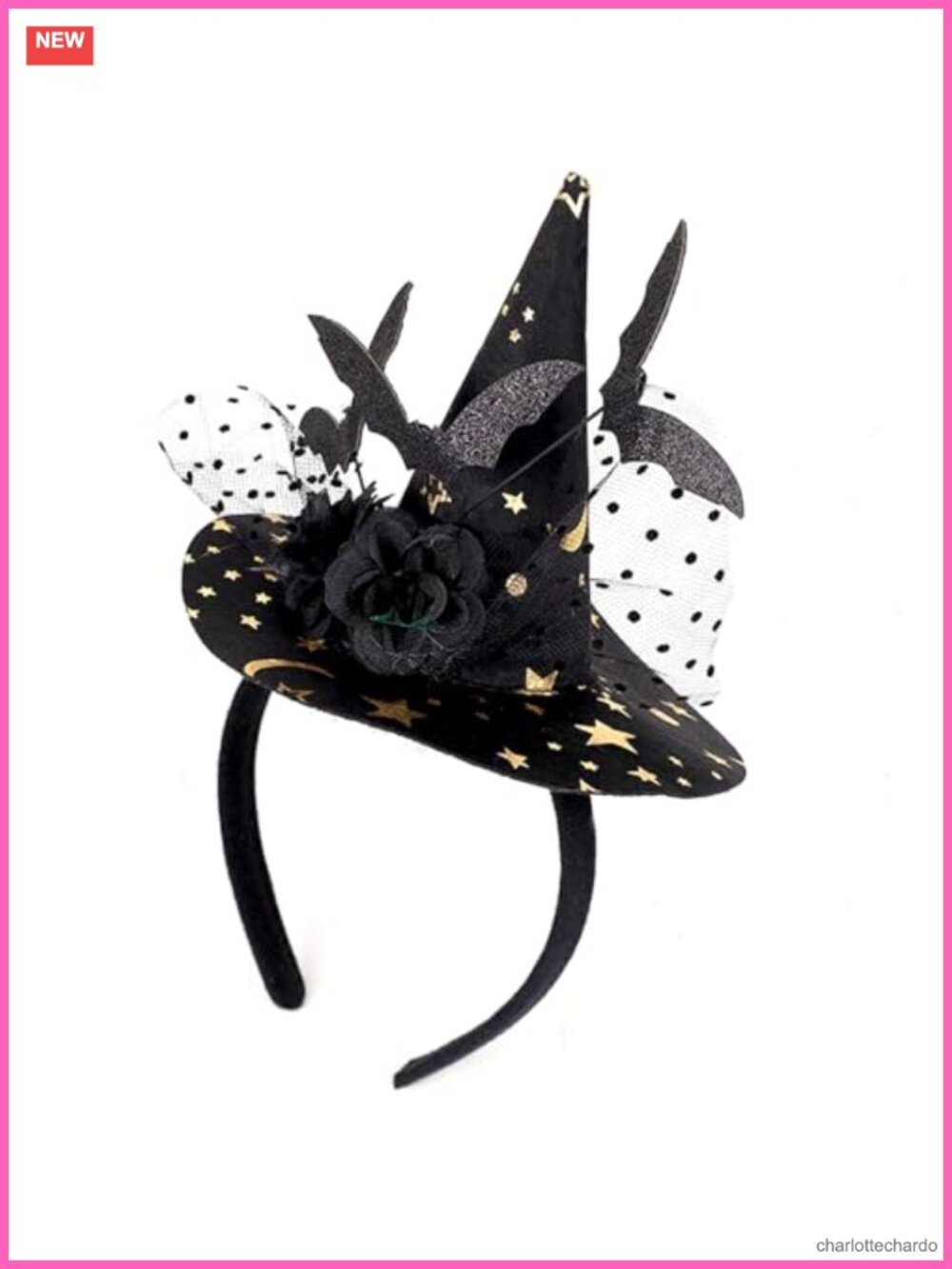 Witch Hat Headband Gothic Bat Hairband Stretchy Elastic Halloween Costume